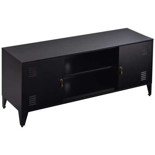 

[US Warehouse] Home Living Room Metal TV Cabinet with 2 Storage Cabinets, Size: 47.3x13.8x20.3 inch