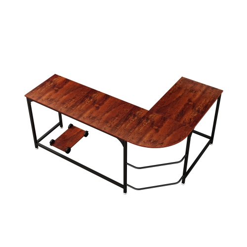 

[US Warehouse] Modern L-shaped Desk with CPU Bracket, Size: 66x47.2x29.52 inch