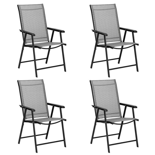 

[US Warehouse] 4 PCS Portable Patio Folding Chairs with Armrest