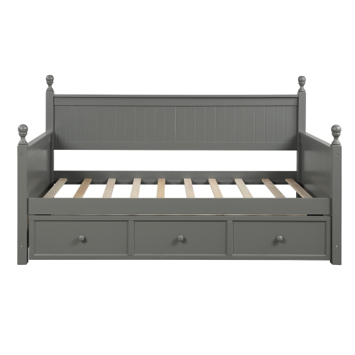 

[US Warehouse] Wooden Sofa Bed with Three Drawers, Size: 80.5x42.7x45.4 inch(Grey)