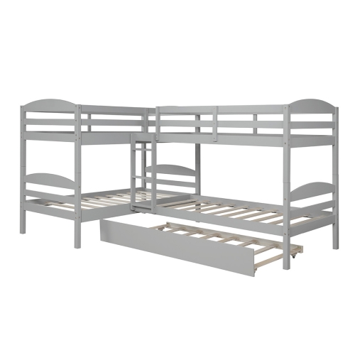 

[US Warehouse] L Type Double Bunk Bed, Size: 119x80x63 inch(Grey)