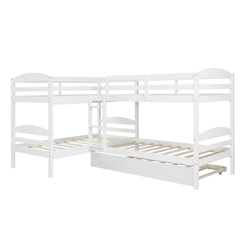 

[US Warehouse] L Type Double Bunk Bed, Size: 119x80x63 inch(White)