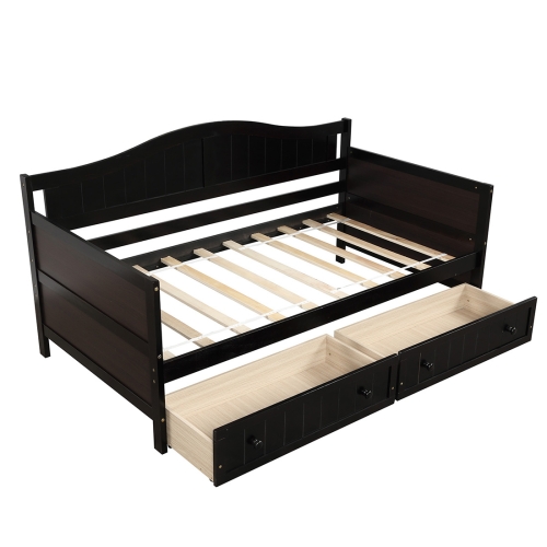 

[US Warehouse] Double Wooden Sofa Bed with 2 Drawers, Size: 78.2x42.3x35.4 inch