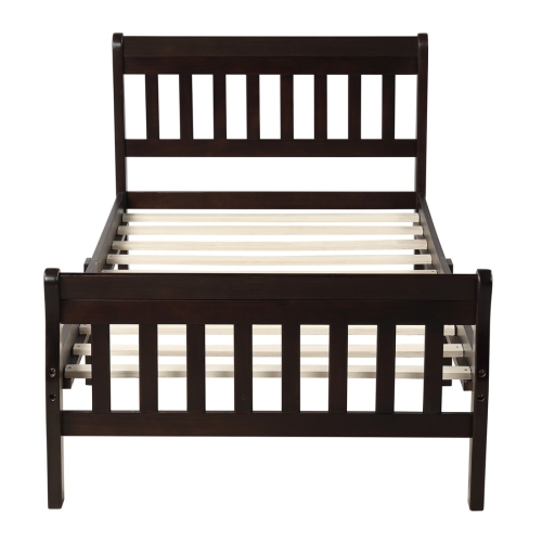 

[US Warehouse] Wooden Platform Single Bed with Headboard & Pedal & Wooden Slat Support, Size: 79x41x35.4 inch