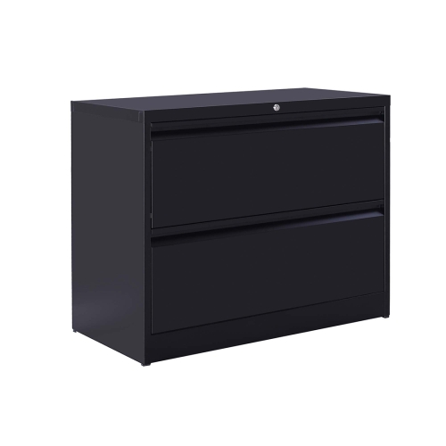 

[US Warehouse] Side Filing Cabinet with 2 Drawers with Lock And Key, Size: 35.4x17.7x28.4 inch(Black)