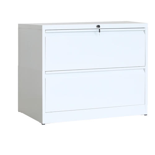 

[US Warehouse] Side Filing Cabinet with 2 Drawers with Lock And Key, Size: 35.4x17.7x28.4 inch(White)