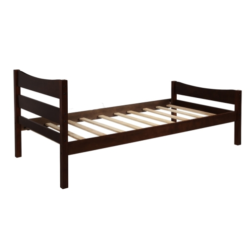 

[US Warehouse] Double Wooden Platform Bed with Headboard & Wooden Slats, Size: 79.8x41.9x35.4 inch(Coffee)