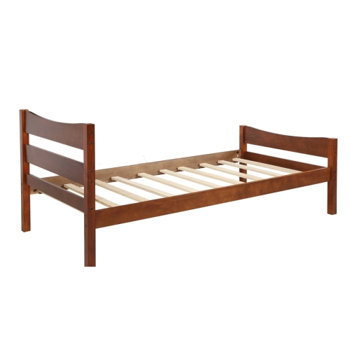 

[US Warehouse] Double Wooden Platform Bed with Headboard & Wooden Slats, Size: 79.8x41.9x35.4 inch(Brown)