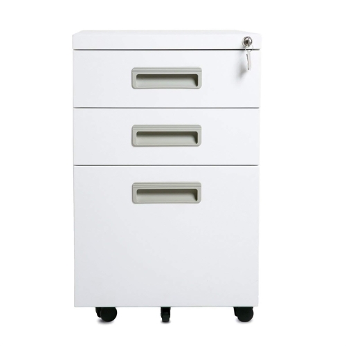 

[US Warehouse] Mobile Metal Filing Cabinet with Three Drawers And Lock, Size: 15.5x20.5x24.5 inch(White)