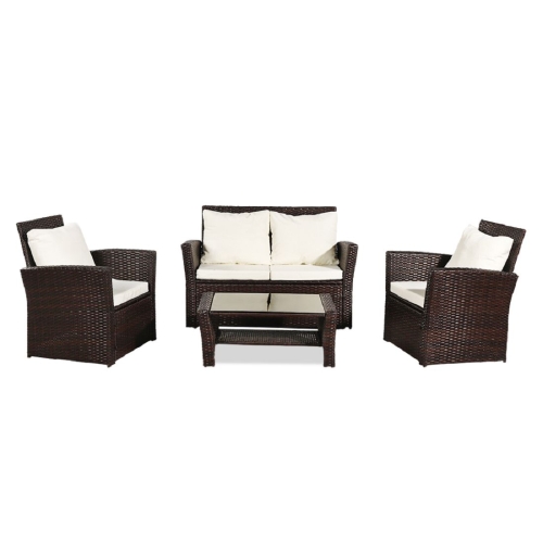 

[US Warehouse] 4 in 1 Outdoor Rattan Sofa Combination, Size: 75x65x63cm