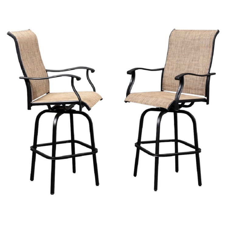 

[US Warehouse] 2 PCS Wrought Iron 360 Degree Rotating Bar Chair, Size: 59x67x130.5cm