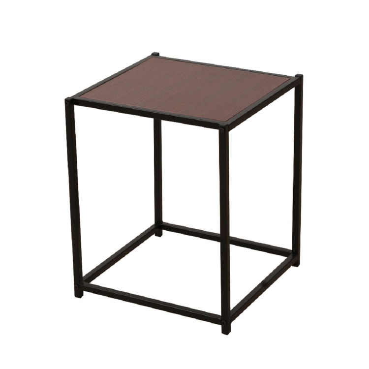 

[US Warehouse] Antique Iron Frame Wood Texture Veneer Table, Size: 38x37.5x 46cm