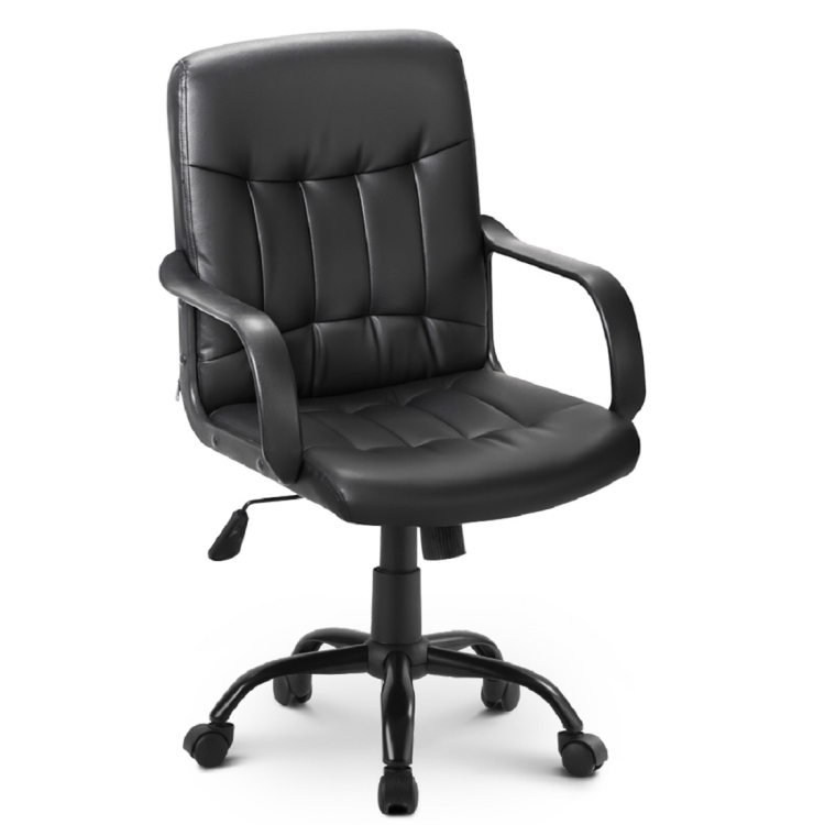 

[EU Warehouse] PP035851BAA Office Chair Leatherette Office Chair Height Adjustable Swivel Chair for Office / Living Room