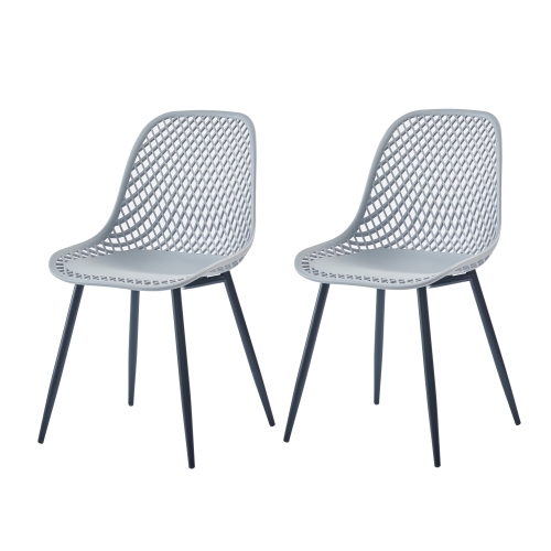 

[US Warehouse] 2 PCS Plastic Dining Chairs, Size: 54 x 46.5 x 83.5cm(Grey)