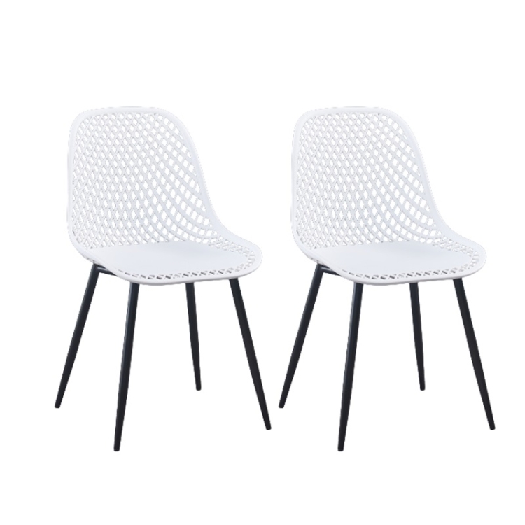 

[US Warehouse] 2 PCS Plastic Dining Chairs, Size: 54 x 46.5 x 83.5cm(White)