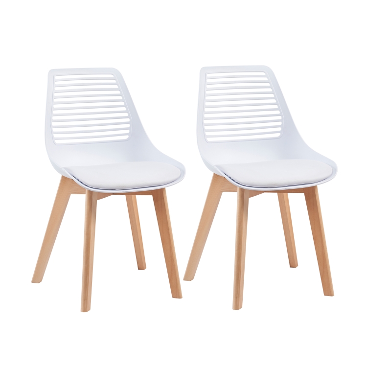 

[US Warehouse] 2 PCS Plastic Dining Chairs with Wood Leg, Size: 54 x 46.5 x 83.5cm(White)