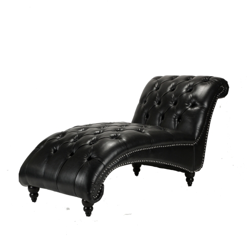 

[US Warehouse] Home Indoor Leather Chaise Lounge, Size: 69.75x29x33.75 inch(Black)