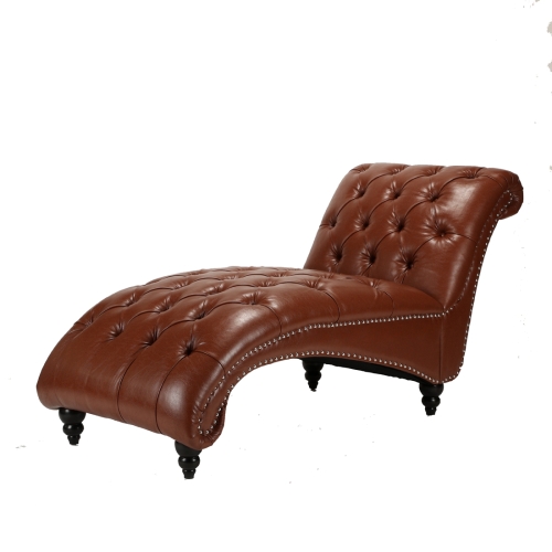 

[US Warehouse] Home Indoor Leather Chaise Lounge, Size: 69.75x29x33.75 inch(Brown)