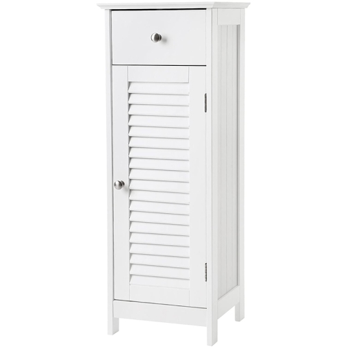 

[US Warehouse] Bathroom Floor Cabinet Storage Organizer Set with Drawer & Single Shutter Door, Size: 12.6x11.81x34.25 inch(White)