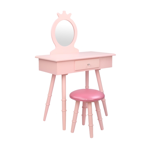 

[US Warehouse] Children One Mirror Single Drawer Dressing Table, Table Size: 76 x 41 x 35cm(Pink)