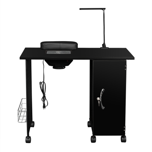 

[US Warehouse] Manicure Nail Table Beauty Salon Equipment with Drawer & LED Lamp, Size: 90 x 43 x 75cm US Plug(Black)