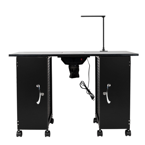 

[US Warehouse] Large Double Door Manicure Nail Table Beauty Salon Equipment with Drawer & LED Lamp, Size: 110 x 43 x 74cm, US Plug(Black)