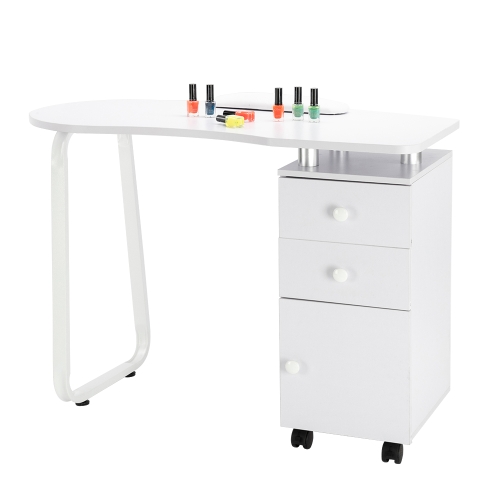 

[US Warehouse] Unilateral Square One Door Manicure Table with 2 Drawers & Ceramic Handle & Hand Pillow & Wheels (White)