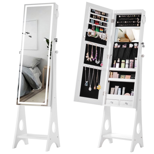 

[US Warehouse] Fashion Simple Jewelry Storage Mirror Cabinet with LED Lights, Size: 38 x 40 x 156cm(Brown)