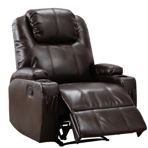 

[US Warehouse] Ergonomic Leather Recliner Chairs with 2 Cup Holders(Brown)