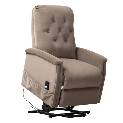 

[US Warehouse] Electric Power Lift Recliner Chairs for Elderly Classic Single Sofa with Remote Control Pocket(Light Coffee)