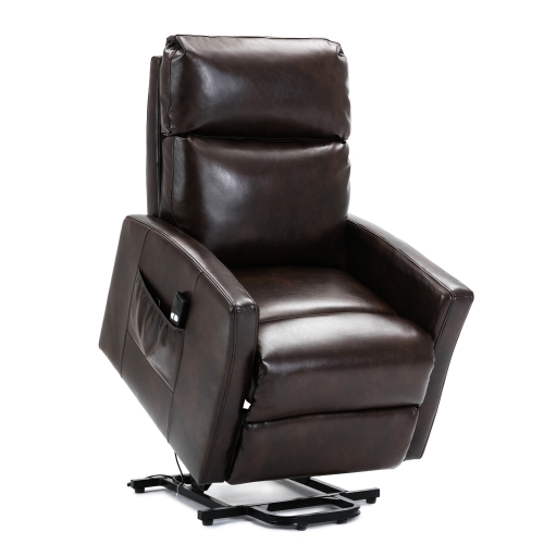 

[US Warehouse] Faux Leather Lift Recliner Chairs for Elderly with Side Pocket (Brown)