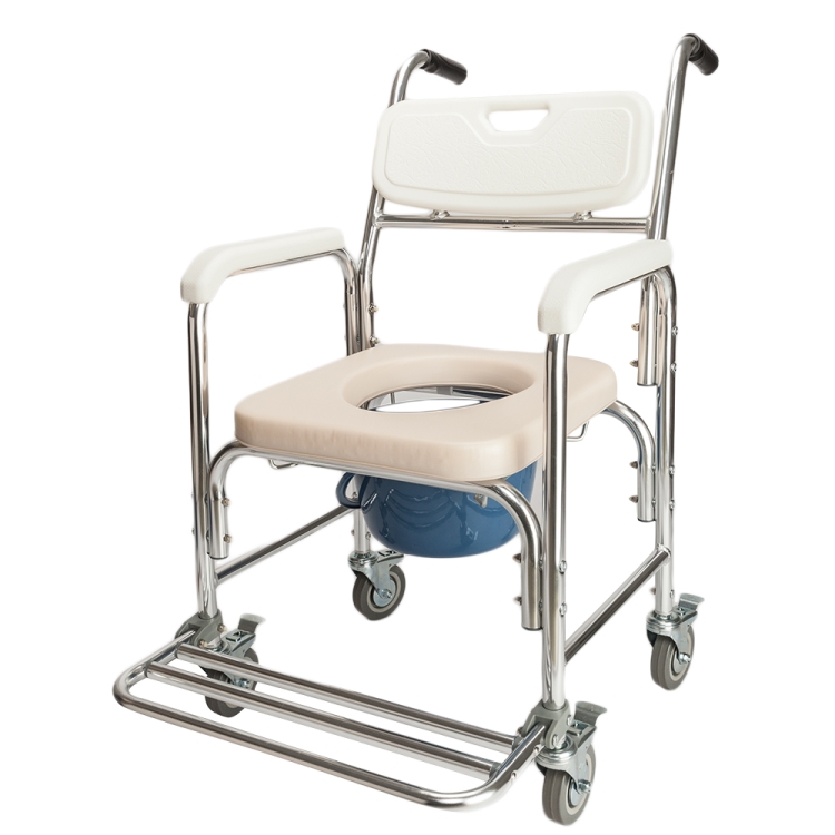 

[US Warehouse] 4 in 1 Multifunctional Aluminum Elder Disabled People Pregnant Women Commode Chair Bath Chair (Creamy White)