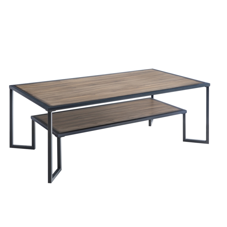 

[US Warehouse] Office Sofa Tea Table Leisure Guest Industrial Style Coffee Table, Size: 121.9x66x45.7cm(Black Brown)