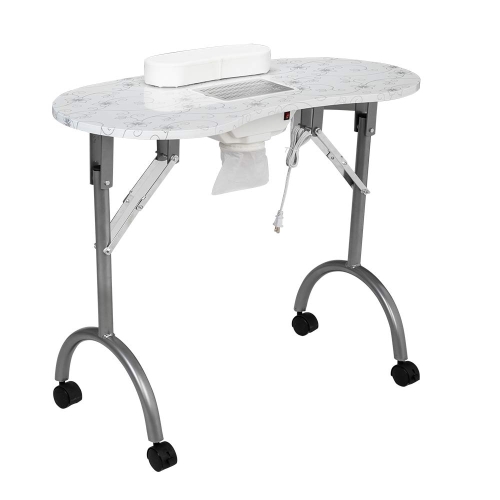 

[US Warehouse] Portable Foldable Salon SPA MDF Manicure Table with Dust Collector & Cushion & Fan, Size: 90x75x75cm(White)