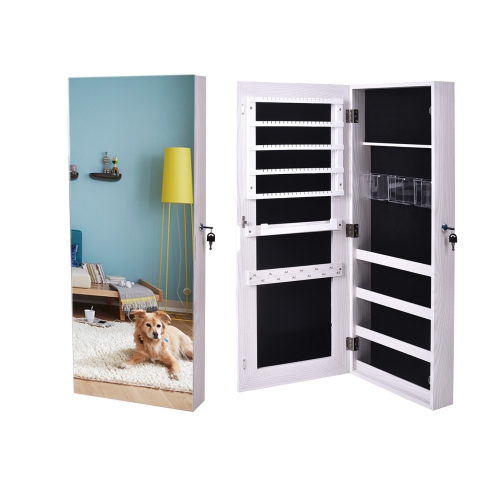 

[US Warehouse] Whole Surface PVC Film Wall Hanging Door Jewelry Cabinet Fitting Mirror Cabinet with Lock , Size: 90 x 37 x 10cm