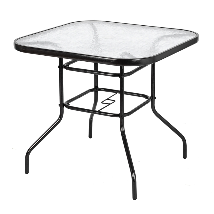 

[US Warehouse] Outdoor Dining Table Square Toughened Glass Garden Glass Table, Size: 80x80x70cm