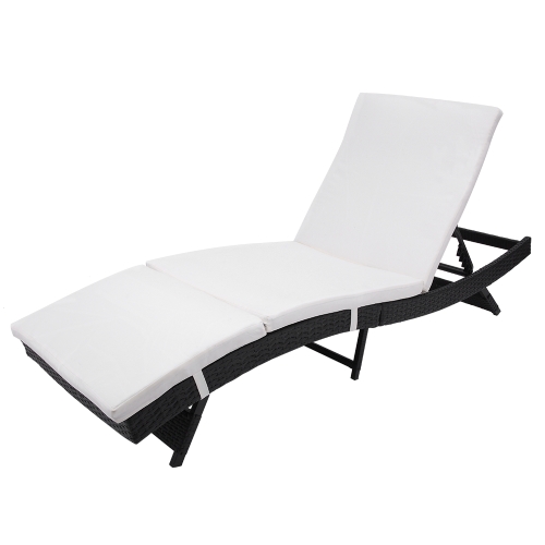

[US Warehouse] S Style Patio Chaise Lounge Embossing Vines Chairs(Black)