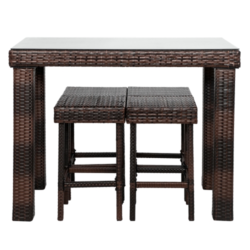 

[US Warehouse] 5 in 1 Bar Stool-Table + Chairs Set (Brown)
