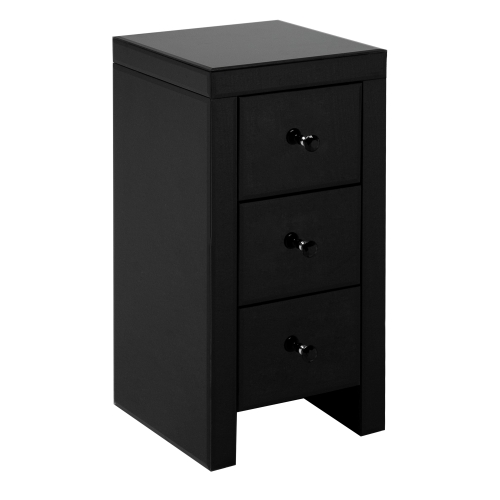 

[US Warehouse] Mirrored Glass Bedside Table with Three Drawers, Size: 30 x 30 x 60cm(Black)