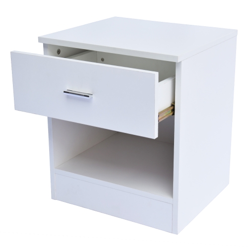 

[US Warehouse] Metal Handle Bedside Cabinet Night Table with Drawer, Size: 40 x 36 x 47cm(White)