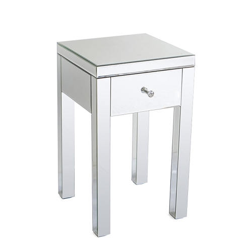 

[US Warehouse] Modern Mirrored Nightstand Bedside Table with Drawer, Size: 38 x 38 x 64cm(White)