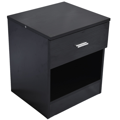 

[US Warehouse] Metal Handle Bedside Cabinet Night Table with Drawer, Size: 40 x 36 x 47cm(Black)