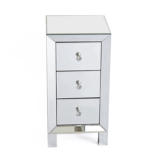 

[UK Warehouse] Modern Mirrored 3-Drawers Nightstand Bedside Table, Size: 30 x 30 x 60cm(White)