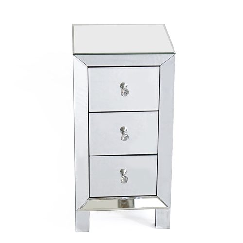 

[US Warehouse] Modern Mirrored 3-Drawers Nightstand Bedside Table, Size: 30 x 30 x 60cm(White)