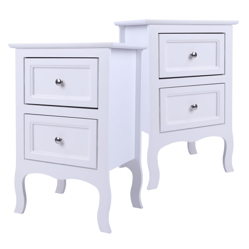 

[UK Warehouse] 2 PCS Country Style Two-Tier Night Table, Size: 60 x 40 x 30cm(White)