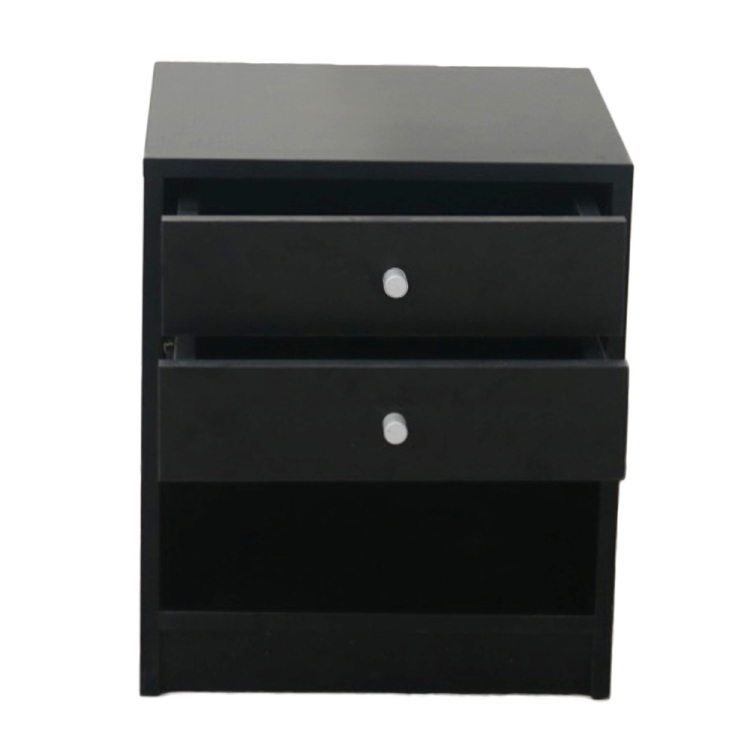 

[US Warehouse] Round Handle Night Stand with Two Drawer, Size: 40 x 36 x 47cm(Black)