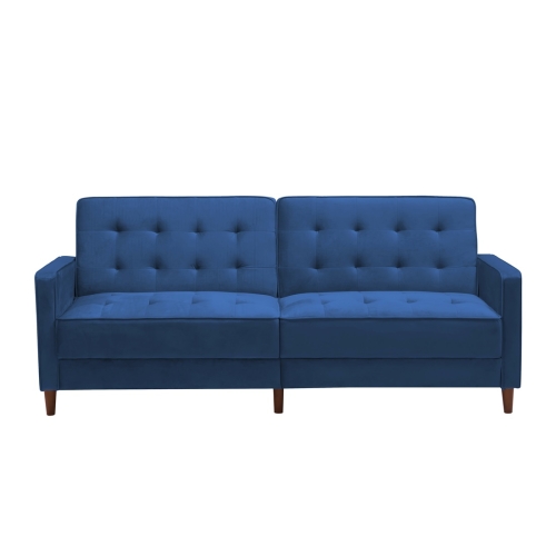 

[US Warehouse] Modern Square Arms Velvet Upholstered Sofa Bed, Size: 198 x 81 x 83cm (Blue)