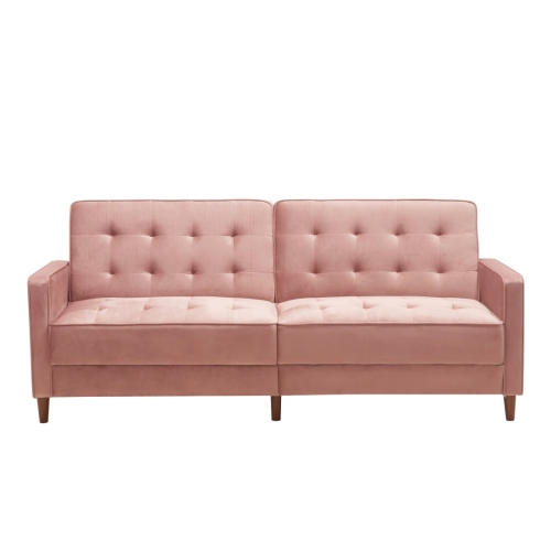 

[US Warehouse] Modern Square Arms Velvet Upholstered Sofa Bed, Size: 198 x 81 x 83cm (Pink)