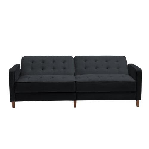 

[US Warehouse] Modern Square Arms Velvet Upholstered Sofa Bed, Size: 198 x 81 x 83cm (Black)