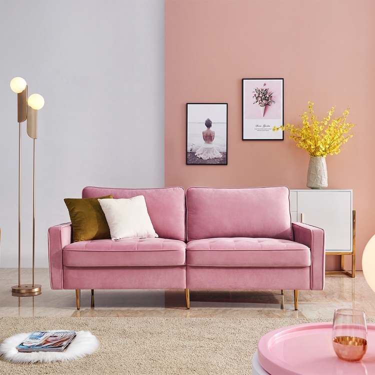 

[EU Warehouse] Modern Velvet Fabric Sofa, Size: 180x80x80cm (Pink)